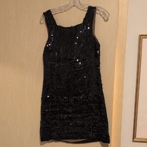 Vera Wang Black Sequin Mini Dress